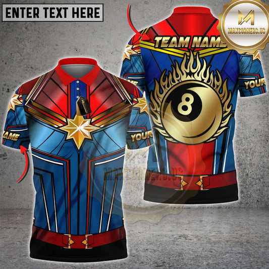 Maxcorners Billiards Flame 8 Ball Hero Armor Design Personalized Name 3D Unisex Shirt