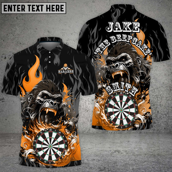 Maxcorners Custom Darts Team Jersey, Fierce Gorilla with Flaming Dartboard Personalization Name And Team Name For Jake