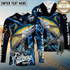 Maxcorners Tuna Fishing Blue Smoke Sun Protection Personalized Name,Team Name 3D Long Sleeve Shirt