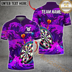 Maxcorners Darts Tsunami x Dartboard MutilColor Option Customized Name, Team Name 3D Polo Shirt