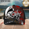 Maxcorners Fshing Ocean Predator Splash Red Black Honeycomb Design Customized Name 3D Cap (6 Breeds)