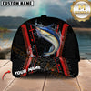 Maxcorners Fishing Jumping Splash Action Red Black Tech Design Customized Name 3D Cap (6 Breeds)