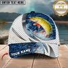 Maxcorners Fishing Silver Scale Pattern Realistic Jumping Fish Water Splash Personalized 3D Cap (11 Breeds)