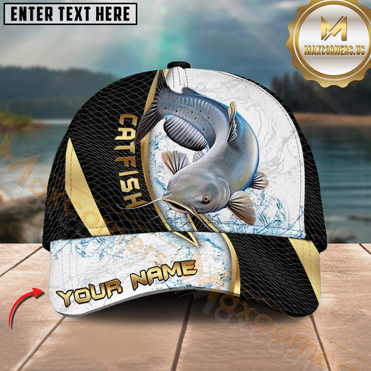 Maxcorners Fishing Gold Black Dynamic Jump Personalized 3D Cap (11 Breeds)