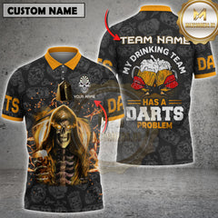 Maxcorners Darts Skull And Beer My Drinking Team Has A Darts Problem Personalized Name, Team Name 3D Shirt
