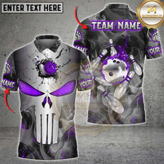 Maxcorners Bowling Punisher Skull Multicolor Customized Name, Team Name 3D Shirts