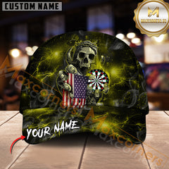 Maxcorners Darts Skull Reaper Thunder Lightning Multicolor Option Personalized Name 3D Cap