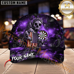 Maxcorners Darts Skull Reaper Thunder Lightning Multicolor Option Personalized Name 3D Cap