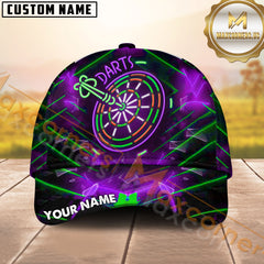Maxcorners Darts Neon Glow Multicolor Option Personalized Name 3D Cap