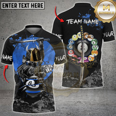 Maxcorners Samurai Billiard Warrior Multicolor Customized Name, Team Name 3D Shirt