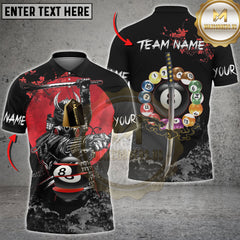 Maxcorners Samurai Billiard Warrior Multicolor Customized Name, Team Name 3D Shirt