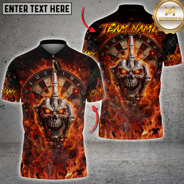 Maxcorners Darts Flaming Skeleton Hand Dartboard Multicolor Customized Name Team 3D Shirt