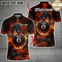 Maxcorners Billiards Dragon Fire Ball 8 Design Multicolor Customized Name, Team Name 3D Shirt
