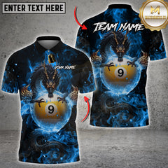 Maxcorners Billiards Dragon Fire Ball 9 Design Multicolor Customized Name, Team Name 3D Shirt