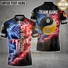 Maxcorners Billiards We The People Yin Yang 8 Ball 9 Ball Fire Smoke Design Personalized Name, Team Name 3D Shirt