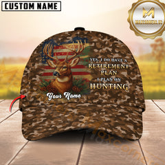 Maxcorners Deer & American Flag Retirement Plan Personalized Hat 3D Printed Multicolor