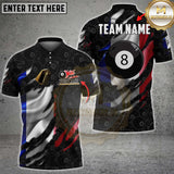 Maxcorners Billiards France Torn 8 Ball Flame Flag Personalized Name 3D Unisex Shirt