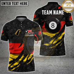 Maxcorners Billiards Germany Torn 8 Ball Flame Flag Personalized Name 3D Unisex Shirt