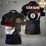 Maxcorners Billiards Netherlands Torn 8 Ball Flame Flag Personalized Name 3D Unisex Shirt