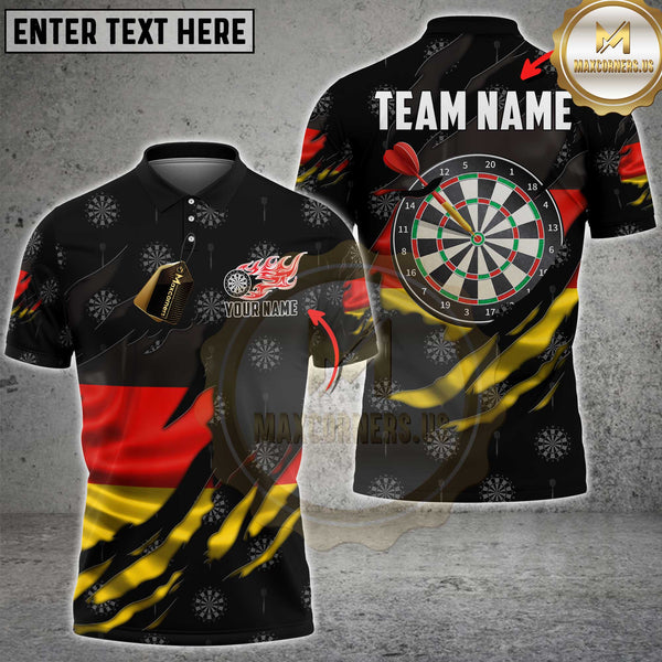 Maxcorners Darts Germany Flame Flag Personalized Name 3D Unisex Shirt