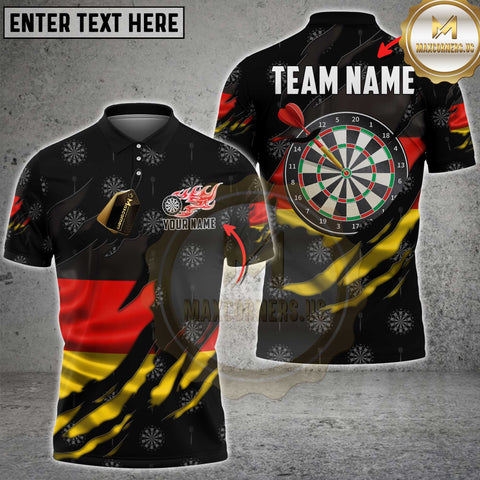 Maxcorners Darts Germany Flame Flag Personalized Name 3D Unisex Shirt