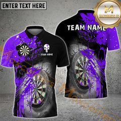 Maxcorners Darts Skull Multicolor Options Personalized Name, Team Name 3D Polo Shirt