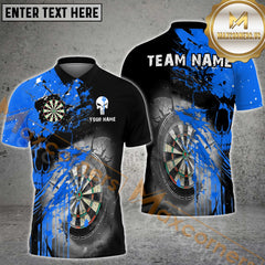 Maxcorners Darts Skull Multicolor Options Personalized Name, Team Name 3D Polo Shirt