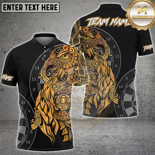 Maxcorners Darts Aztec Warrior Multicolor Customized Name, Team Name 3D Shirt (4 Colors)