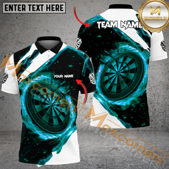 Maxcorners Darts Scratch Lightning Mutilcolor Option Customized Name, Team Name 3D Polo Shirt