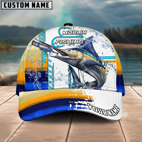 Maxcorners Marlin Fishing Skinfish Pattern Water Sport Jersey Multicolor Personalized Name 3D Cap