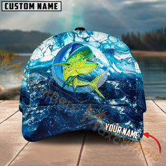 Maxcorners Mahi - Mahi Fishing Sea Water Pattern Jersey Multicolor Personalized Name 3D Cap