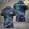 Maxcorners Custom Hexagon Holographic Bowling Team Men Polo Shirts, Galaxy Bowling League Shirt For Women