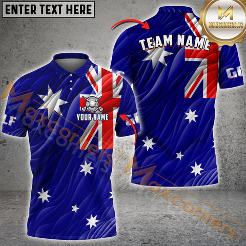 Maxcorners Golf Astralian Flag  Customized Name, Team Name 3D Unisex Shirt