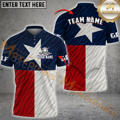 Maxcorners Golf Texas Flag  Customized Name, Team Name 3D Unisex Shirt