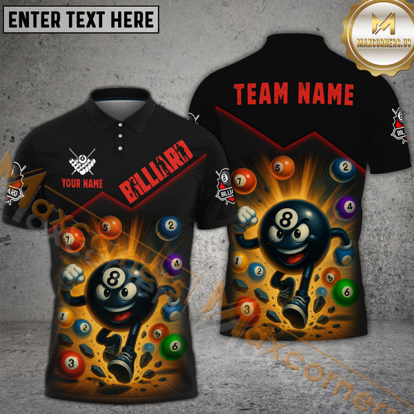 Maxcorners Billiards Explosive 8-Ball Multicolor Personalized Name, Team Name 3D Shirt