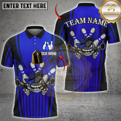 Maxcorners Bowling Gunshot Strikers Multicolor Customized Name, Team Name 3D Shirts