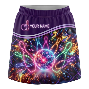 Maxcorners Bowling Electric Energy Sphere Personalized 3D Skirts With Shorts