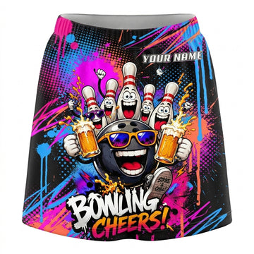 Maxcorners Bowling Cheers Party Personalized 3D Skirts With Shorts