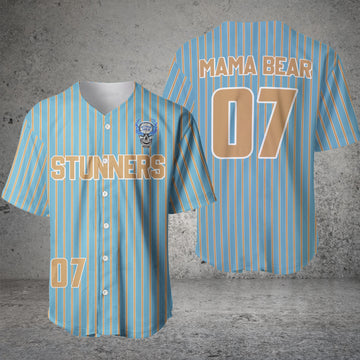 Maxcorners Baby Blue Yellow Stripe Personalized Baseball Jersey For Paula