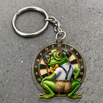 Maxcorners Darts Nerd Frog 3D Keychain And Ornament