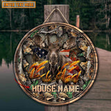 Maxcorners Best Cracked Flag Moose Hunting Customized House Name Halloween Wooden Sign