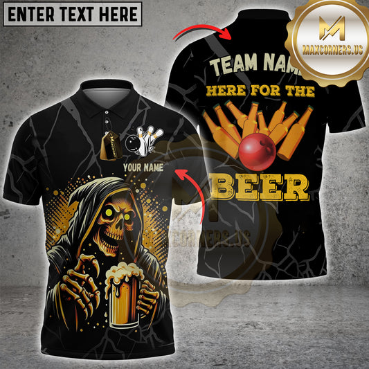 Maxcorners Bowling Grim Reaper Beer Personalized Name, Team Name 3D Shirts