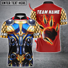 Maxcorners Thor-Inspired Bowling Jersey With Fire Strike Design Personalized Name 3D Unisex Shirt