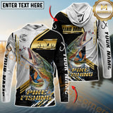 Maxcorners Pike Fishing Hook Graphic & Jumping Fish Art  Personalized Name, Team Name 3D Long Sleeve Shirt