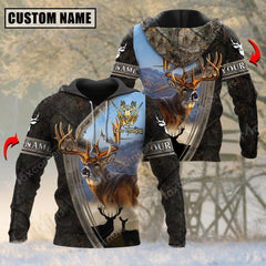 Maxcorners Majestic Deer Hunting Leather Pattern Custom Name Shirt 3D All Over Printed Clothes (4 Colors)