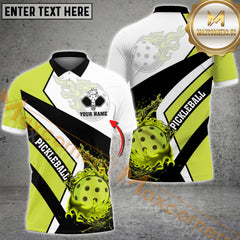 Maxcorners Pickleball Ball Fire Mutilcolor Option Customized Name, Team Name 3D Shirt