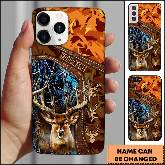 Maxcorners Collab Artist Deer Hunting Camouflage Personalized Name Phone Case (4 colors)