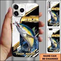 Maxcorners Tuna Fishing Hook Graphic & Jumping Fish Art Personalized Name Phone Case