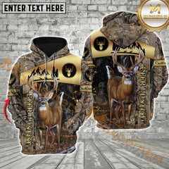 Maxcorners Deer Hunting Golden Pattern Grass Brown Camouflage Custom Name Shirt 3D All Over Printed Clothes