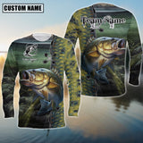 Maxcorners Bass Predator Angler Sun Protection Personalized Name, Team Name Long Sleeve Shirt